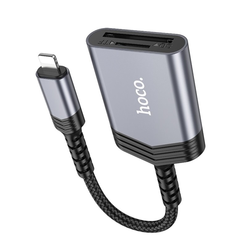 Кардрідер HOCO UA25 2-in-1 card reader iP Metal Gray (6942007608855 )