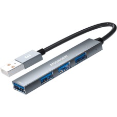 USB-hub ESSAGER Fengyang  4 in 1 Splitter (USB-A port) Silver (EHBA04-FY10-P)