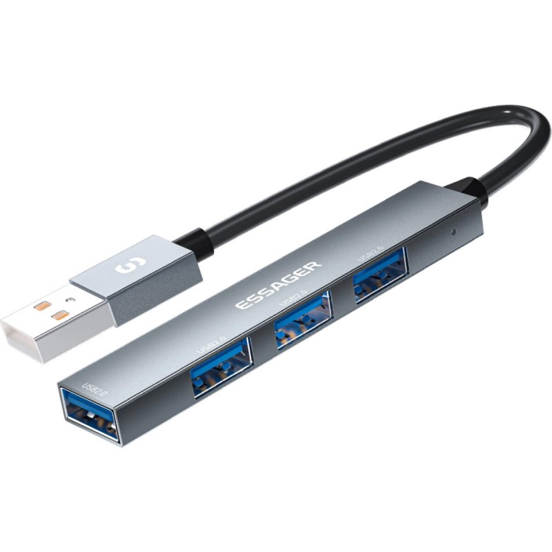 USB-hub ESSAGER Fengyang  4 in 1 Splitter (USB-A port) Silver (EHBA04-FY10-P)