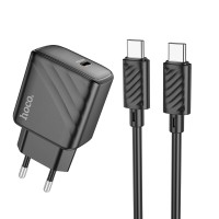 Мережевий зарядний пристрій HOCO CS22A Value single port PD30W charger set(Type-C to Type-C) Black (6942007609937 )