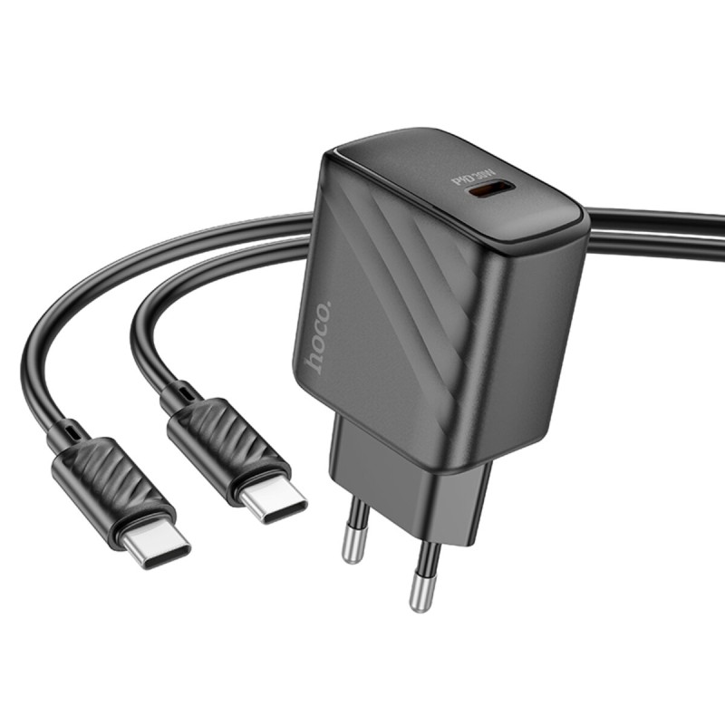Мережевий зарядний пристрій HOCO CS22A Value single port PD30W charger set(Type-C to Type-C) Black (6942007609937 )