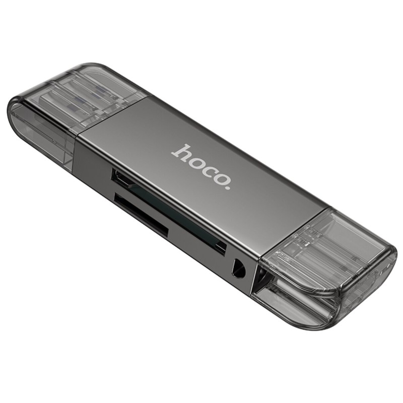 Хаб HOCO HB39 USB/Type-C 3.0 high-speed card reader Metal Gray (6942007604819 )