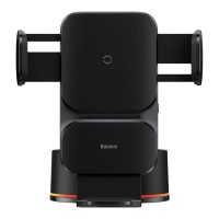 Тримач для мобiльного з БЗП Baseus Wisdom Auto Alignment Car Mount Wireless Charger（QI 15W（Suction base)Black (CGZX000101)