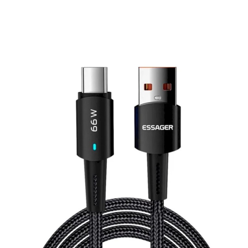 Кабель ESSAGER Sunset Type-C 6A USB charging and data Fully compatible cable 2m Black (EXCT-CGA01)