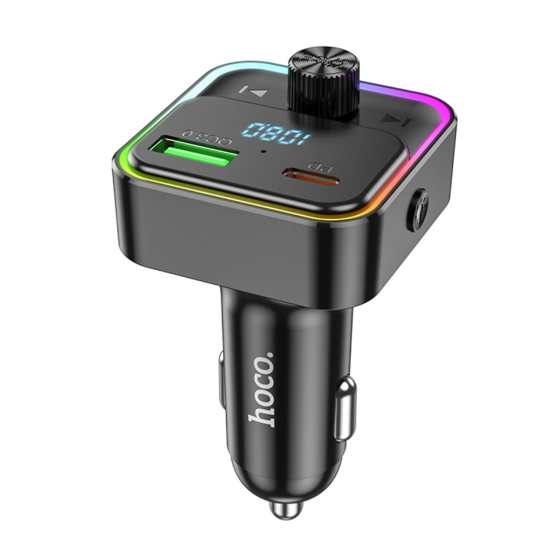 АЗП з FM-модулятором HOCO E81 Fantasy PD30W+QC3.0 car BT FM transmitter Black (6942007612296 )
