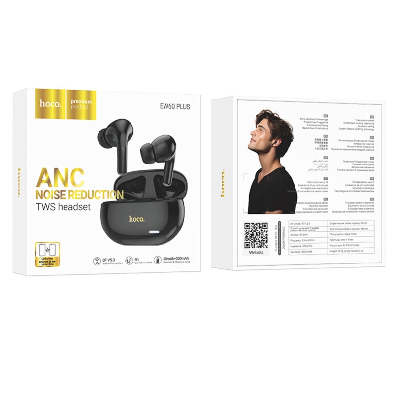Навушники HOCO EW60 Plus Norman true wireless ANC BT headset Black (6942007613286 )