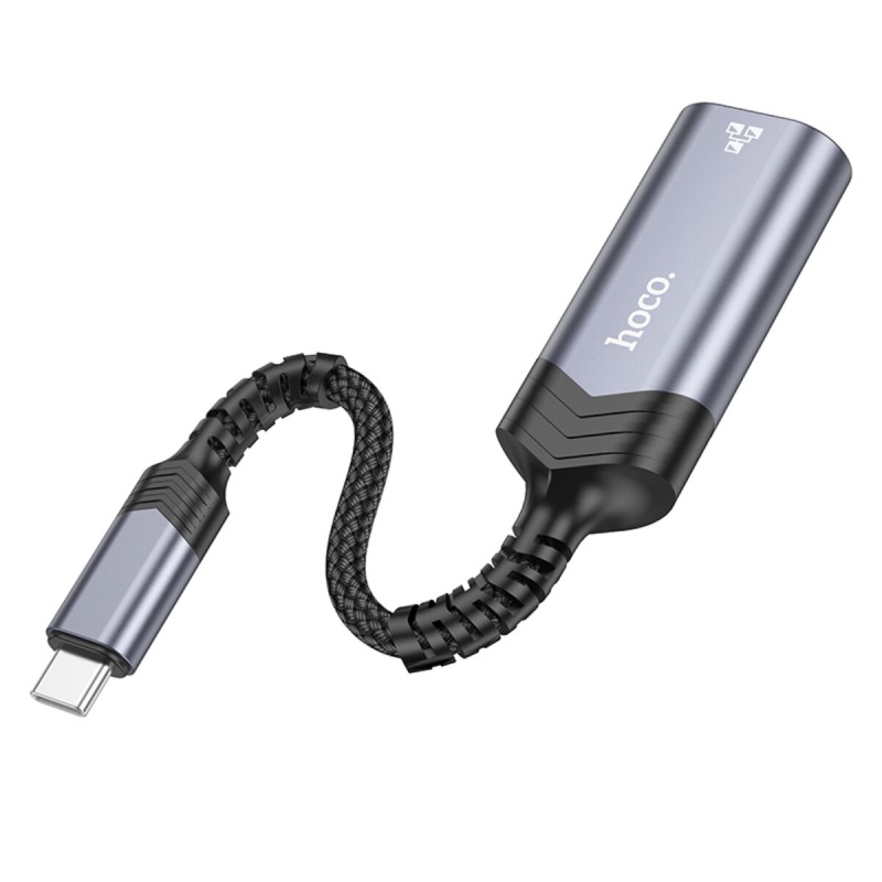 Кабель-перехідник HOCO UA26 Type-C ethernet adapter(100 Mbps) Metal Gray (6942007611985 )