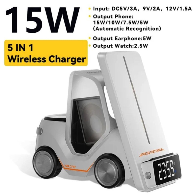 Бездротовий зарядний пристрій ESSAGER (color box) Forklift desktop wireless charger 15w White (EWXZM-CC0G-Z)