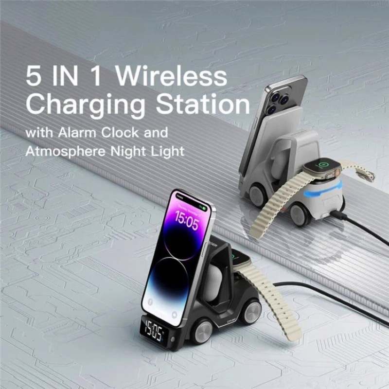 Бездротовий зарядний пристрій ESSAGER (color box) Forklift desktop wireless charger 15w White (EWXZM-CC0G-Z)