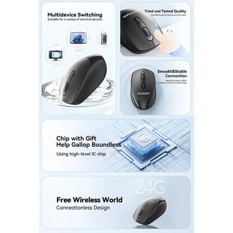 Миша безпровідна ESSAGER (Color box)Spirituel 2.4G wireless mouse Black (ESBWX-LD01-Z)