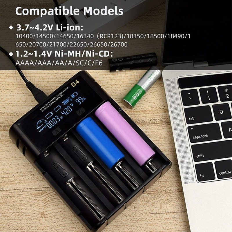 Зарядний пристрій ESSAGER Battery Charger with LED Indicator For 4 Display Black (ECDQ-D401)