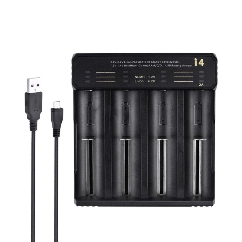 Зарядний пристрій ESSAGER Battery Charger with LED Indicator For 4 LED Black (ECDQ-I401)