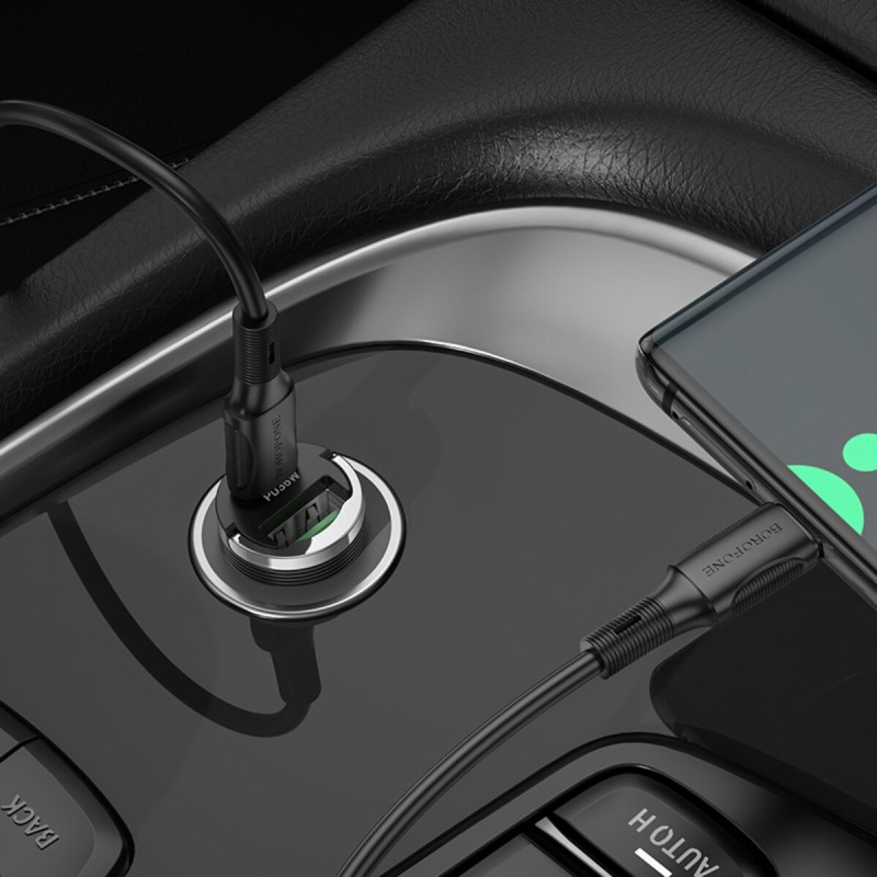 Автомобільний зарядний пристрій BOROFONE BZ29A Talented PD36W+QC3.0 car charger set(Type-C to Type-C) Black (6941991108815)