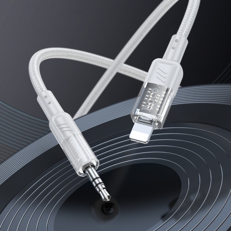 Аудiокабель HOCO UPA27 Spirit transparent digital audio conversion cable iP Black (6942007612524 )