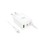 Мережевий зарядний пристрій HOCO N33 Start three-port PD35W(2C1A) charger set(C to iP) White (6931474795090)