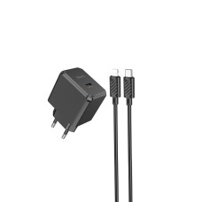 Мережевий зарядний пристрій HOCO CS13A Ocean single port PD20W charger set(C to iP) Black (6942007603829 )