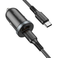 Автомобільний зарядний пристрій BOROFONE BZ22 Scenery dual-port PD30W+QC3.0 car charger set(Type-C to Type-C) Black (6941991105227)