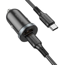 Автомобільний зарядний пристрій BOROFONE BZ22 Scenery dual-port PD30W+QC3.0 car charger set(Type-C to Type-C) Black (6941991105227)