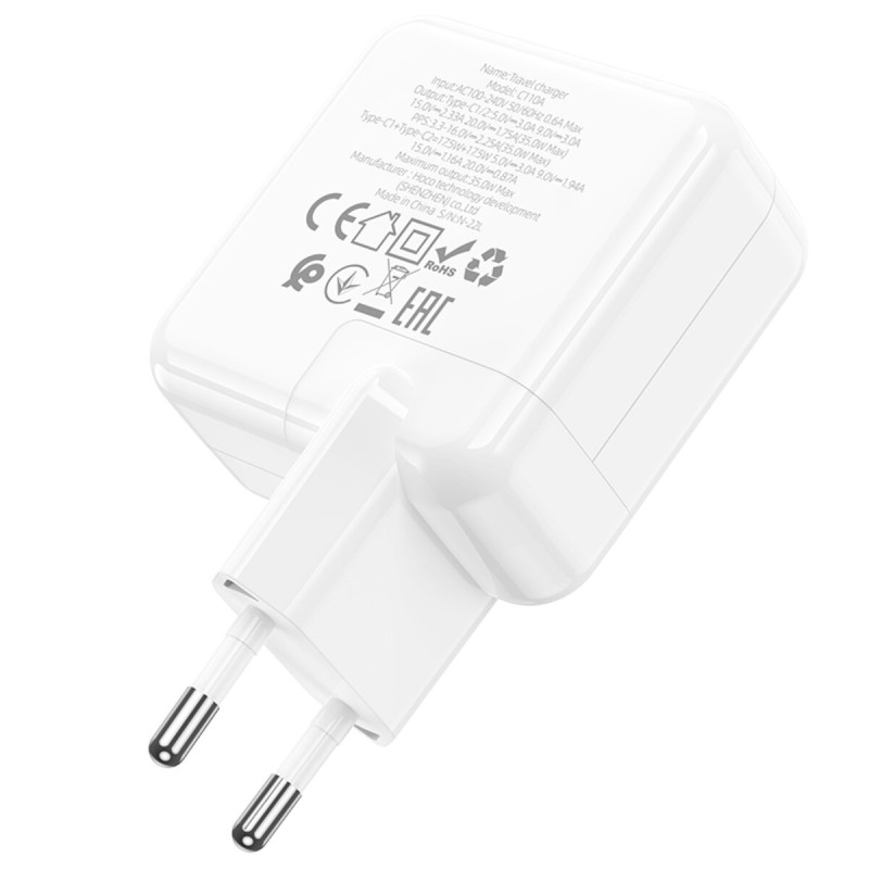 Мережевий зарядний пристрій HOCO C110A Lucky dual-port PD35W(2C) charger White (6931474790804 )