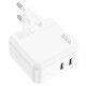 Мережевий зарядний пристрій HOCO C110A Lucky dual-port PD35W(2C) charger White (6931474790804 )
