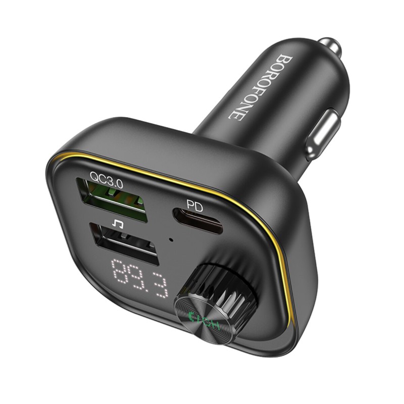 АЗП з FM-модулятором BOROFONE BC54 Acertar PD30W+QC3.0 car BT FM transmitter 18W Black (6941991109850)