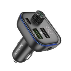АЗП з FM-модулятором BOROFONE BC54 Acertar PD30W+QC3.0 car BT FM transmitter 18W Black (6941991109850)