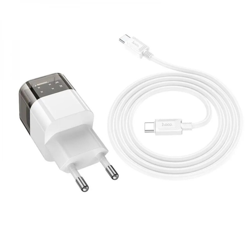 Мережевий зарядний пристрій HOCO C125A Transparent tribute single-port PD20W charger set(Type-C to Type-C) Transparent White