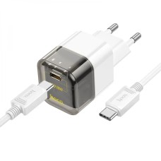 Мережевий зарядний пристрій HOCO C125A Transparent tribute single-port PD20W charger set(Type-C to Type-C) Transparent White