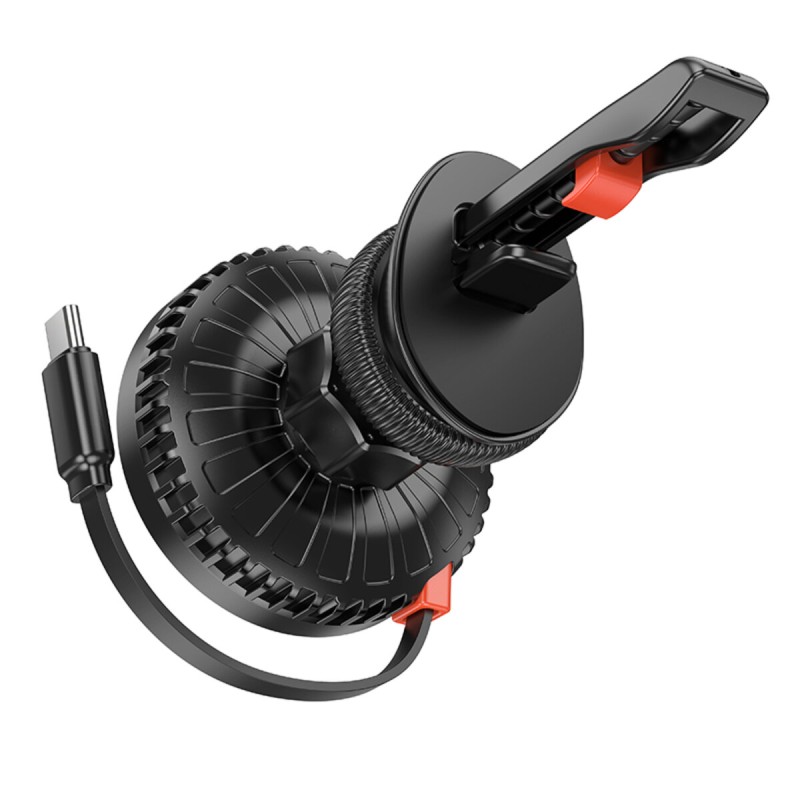 Тримач для мобiльного з БЗП BOROFONE BH207 Mona retractable magnetic wireless fast charging car holder(air outlet) Black (6941991108617)