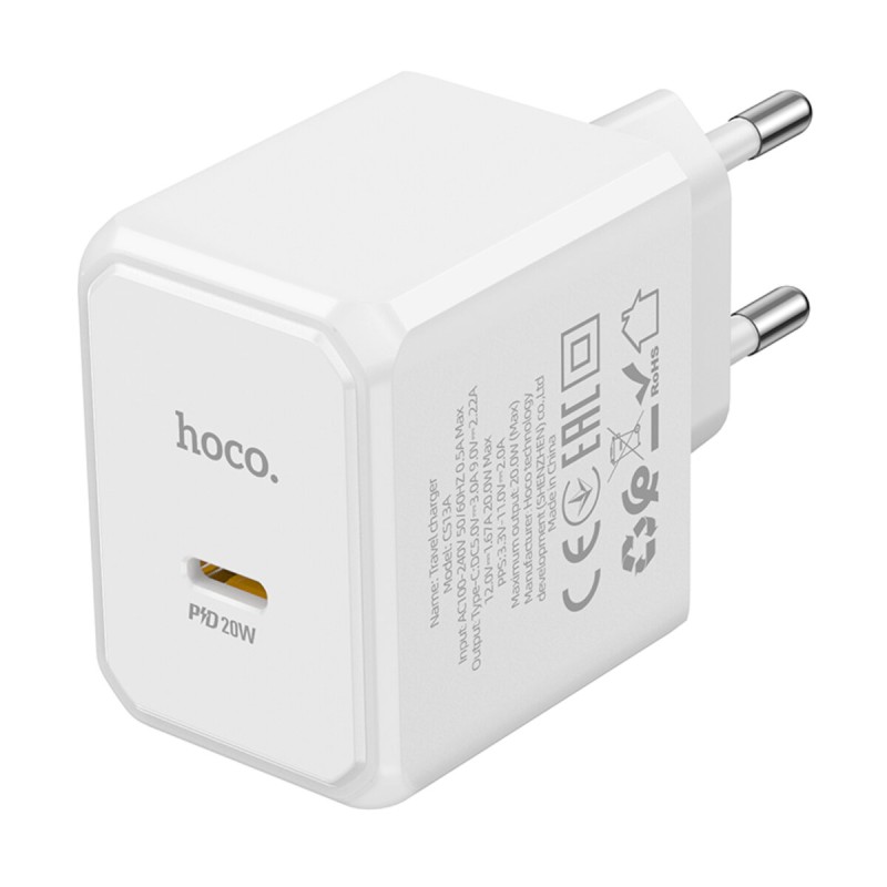 Мережевий зарядний пристрій HOCO CS13A Ocean single port PD20W charger White (6942007603812 )