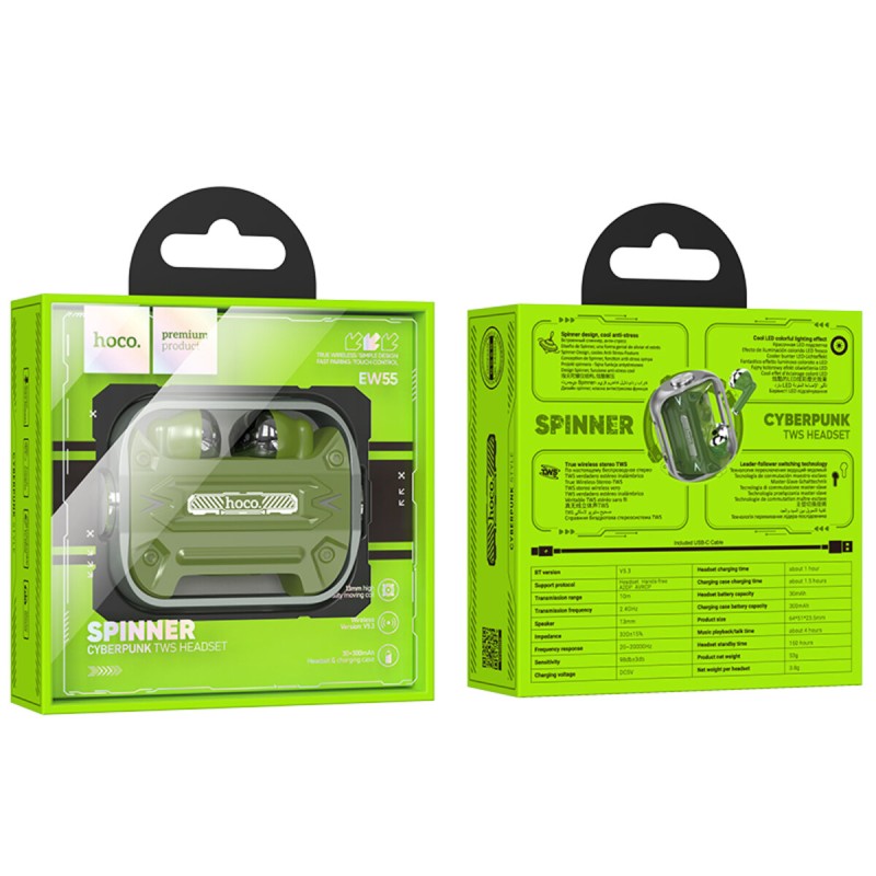 Навушники HOCO EW55 Trendy true wireless BT gaming headset Army Green (6942007605236 )