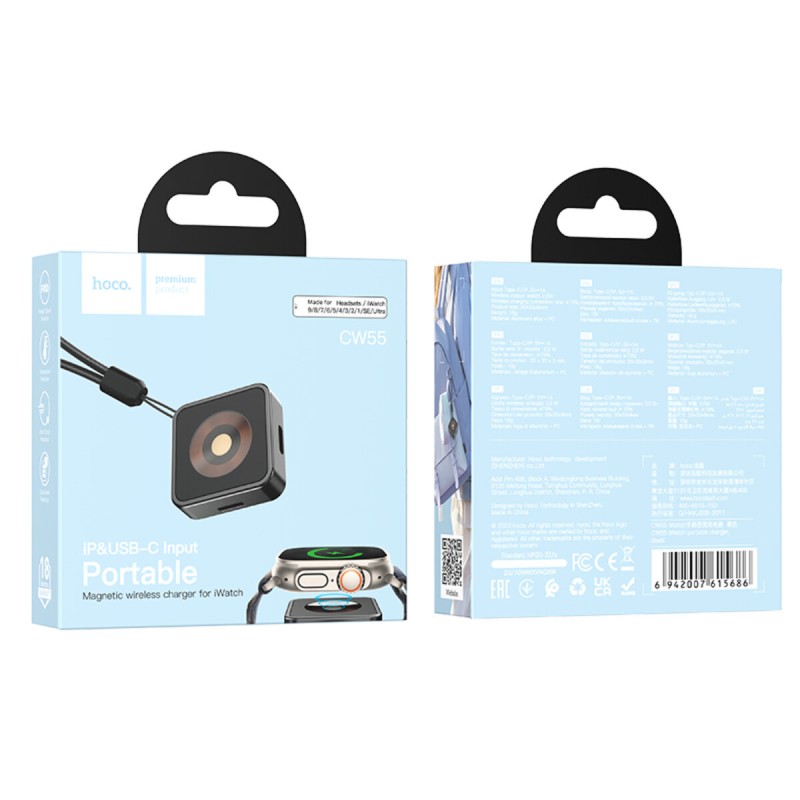 Бездротовий зарядний пристрій HOCO CW55 iWatch portable charger Black (6942007615686 )