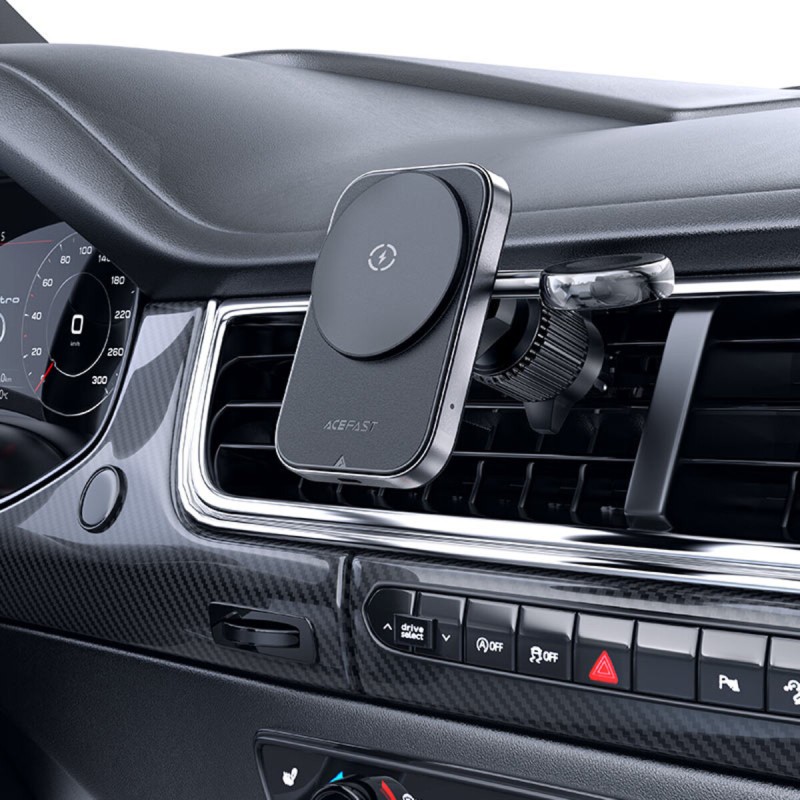 Тримач для мобiльного з БЗП ACEFAST D18 in-car 2-in-1 magnetic wireless charging holder Black (6974316282761)
