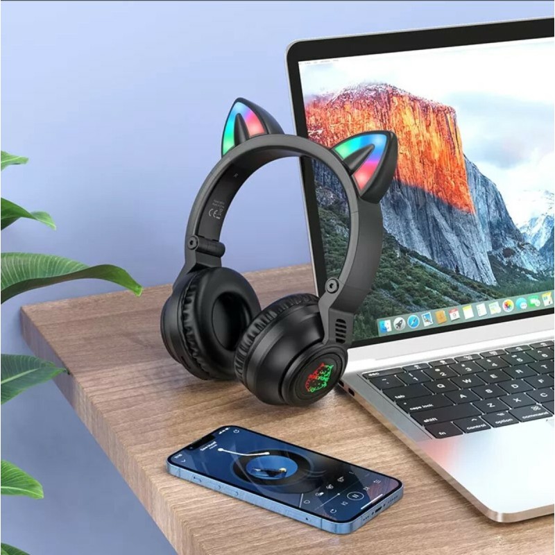 Навушники BOROFONE BO18 Cat ear BT headphones Black (6974443384949)