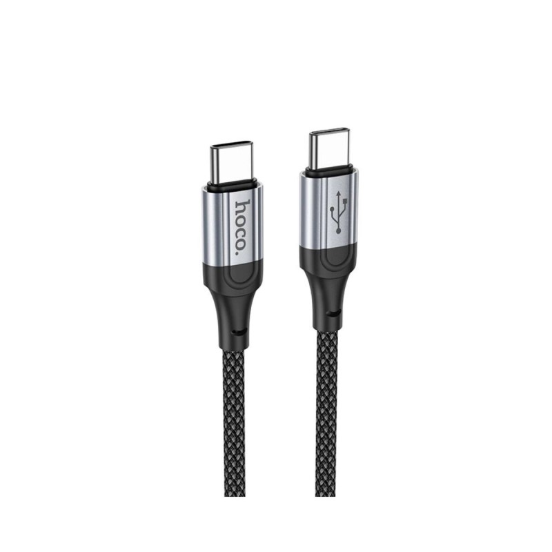 Кабель HOCO X102 Type-C to Type-C 3A, 1m, nylon, aluminum connectors, Black (6942007608787)