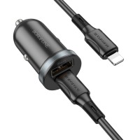 Автомобільний зарядний пристрій BOROFONE BZ22 Scenery dual-port PD30W+QC3.0 car charger set(C to iP) Black (6941991105203)