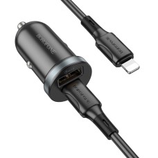 Автомобільний зарядний пристрій BOROFONE BZ22 Scenery dual-port PD30W+QC3.0 car charger set(C to iP) Black (6941991105203)