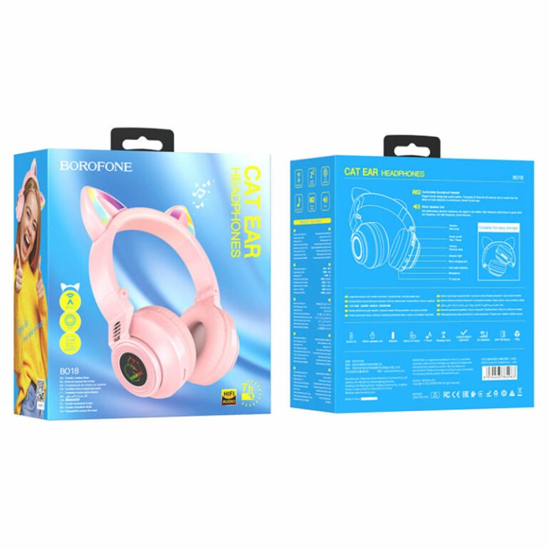 Навушники BOROFONE BO18 Cat ear BT headphonesPink (6974443384963)