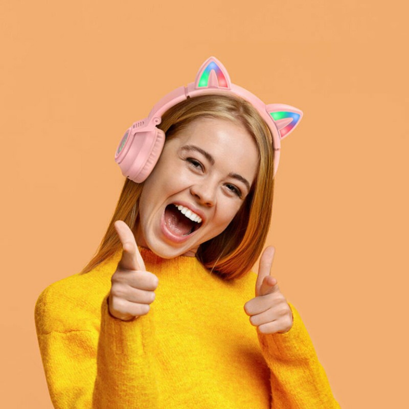 Навушники BOROFONE BO18 Cat ear BT headphonesPink (6974443384963)