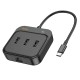 Хаб HOCO HB35 Easy link 4-in-1 100 Mbps Ethernet Adapter(Type-C to USB2.0*3+RJ45)(L=0.2M) Black (6931474798978 )