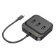 Хаб HOCO HB35 Easy link 4-in-1 100 Mbps Ethernet Adapter(Type-C to USB2.0*3+RJ45)(L=0.2M) Black (6931474798978 )