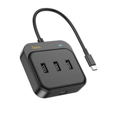 Хаб HOCO HB35 Easy link 4-in-1 100 Mbps Ethernet Adapter(Type-C to USB2.0*3+RJ45)(L=0.2M) Black (6931474798978 )