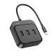 Хаб HOCO HB35 Easy link 4-in-1 100 Mbps Ethernet Adapter(Type-C to USB2.0*3+RJ45)(L=0.2M) Black (6931474798978 )
