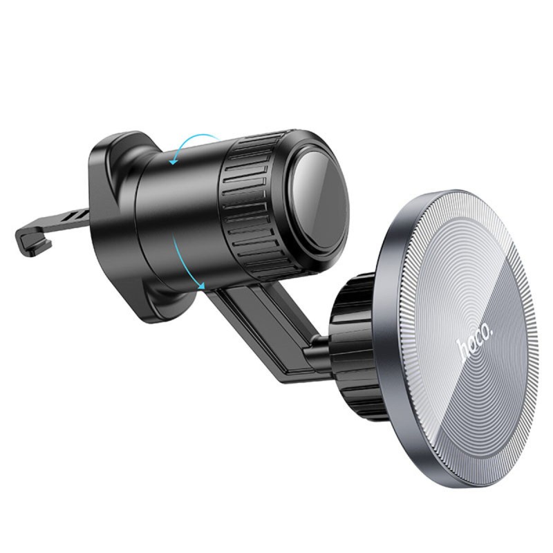 Тримач для мобільного HOCO H23 Alma metal ring magnetic car holder(air outlet) Black Metal Gray (6942007606615)