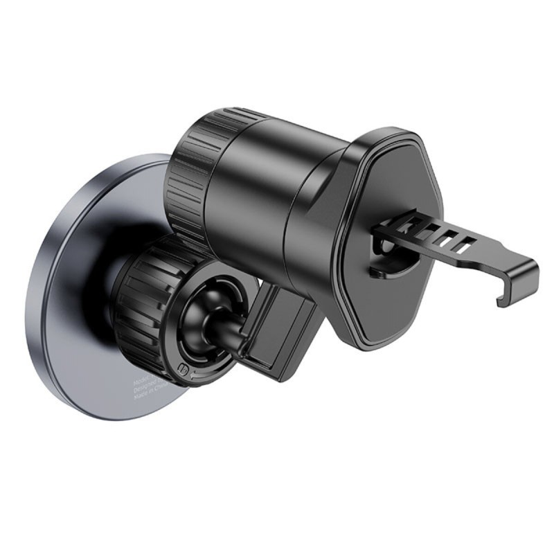 Тримач для мобільного HOCO H23 Alma metal ring magnetic car holder(air outlet) Black Metal Gray (6942007606615)