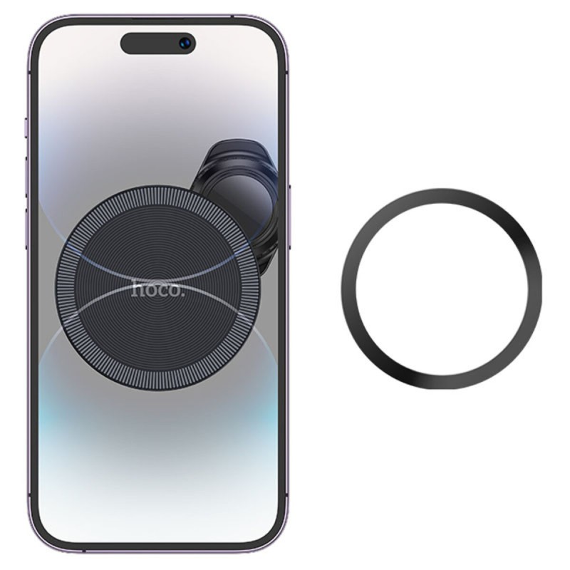 Тримач для мобільного HOCO H23 Alma metal ring magnetic car holder(air outlet) Black Metal Gray (6942007606615)