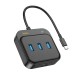 Хаб HOCO HB35 Easy link 4-in-1 Gigabit Ethernet Adapter(Type-C to USB3.0*3+RJ45)(L=0.2M) Black (6931474799005 )