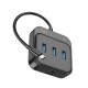 Хаб HOCO HB35 Easy link 4-in-1 Gigabit Ethernet Adapter(Type-C to USB3.0*3+RJ45)(L=0.2M) Black (6931474799005 )