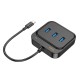 Хаб HOCO HB35 Easy link 4-in-1 Gigabit Ethernet Adapter(Type-C to USB3.0*3+RJ45)(L=0.2M) Black (6931474799005 )