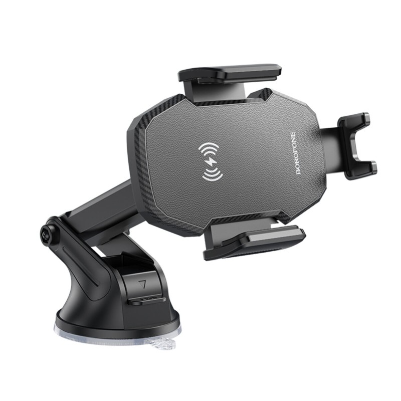 Тримач для мобiльного з БЗП BOROFONE BH214 Adelante wireless fast charging car holder(center console) Black (6941991109782)